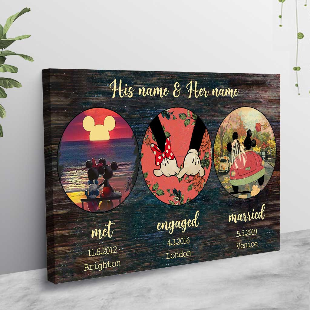 Personalized Engagement Wedding Couple Mouse Poster Custom Name Gift Canvas and Poster GradoCreations