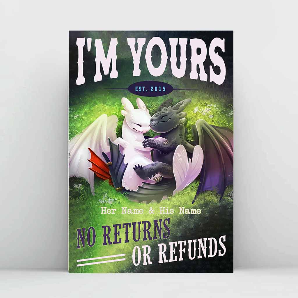 Personalized Dragon Poster Custom Names Unique Gift Canvas and Poster GradoCreations