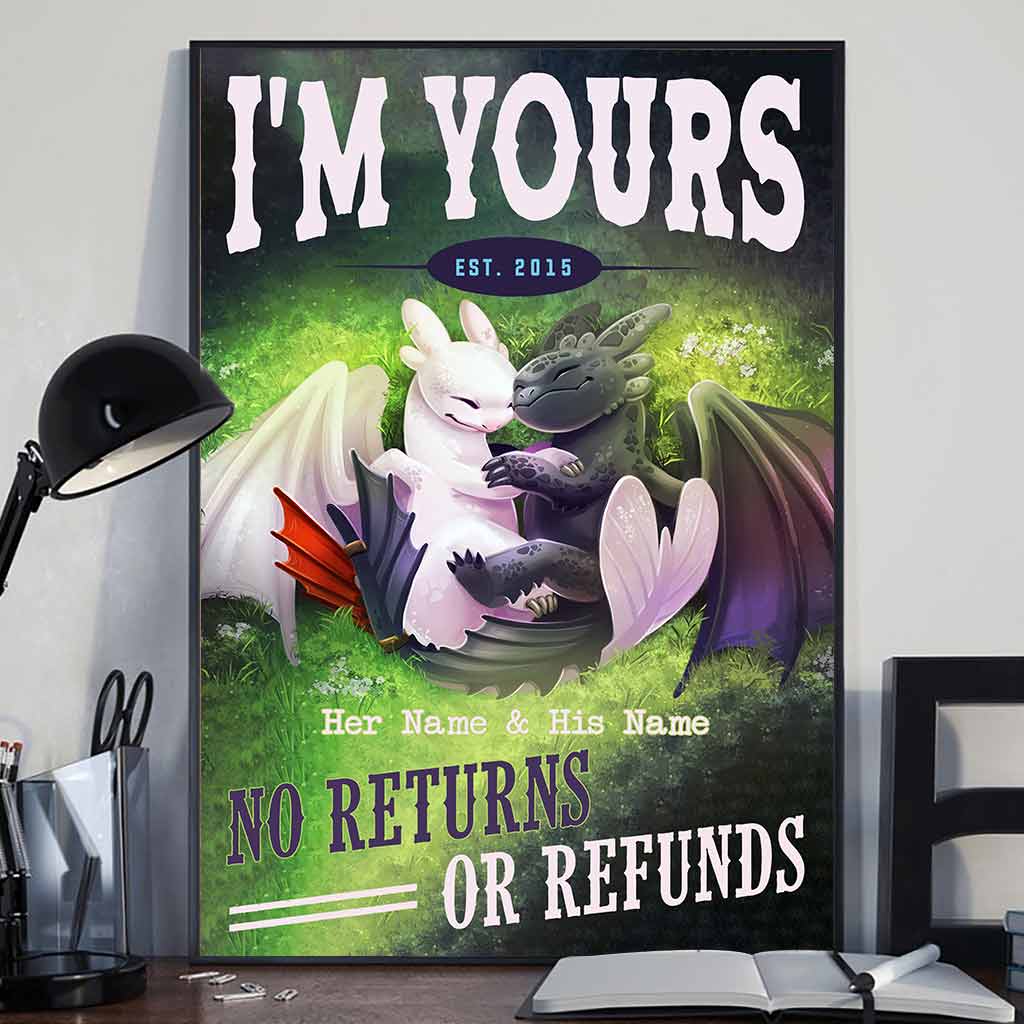 Personalized Dragon Poster Custom Names Unique Gift Canvas and Poster GradoCreations