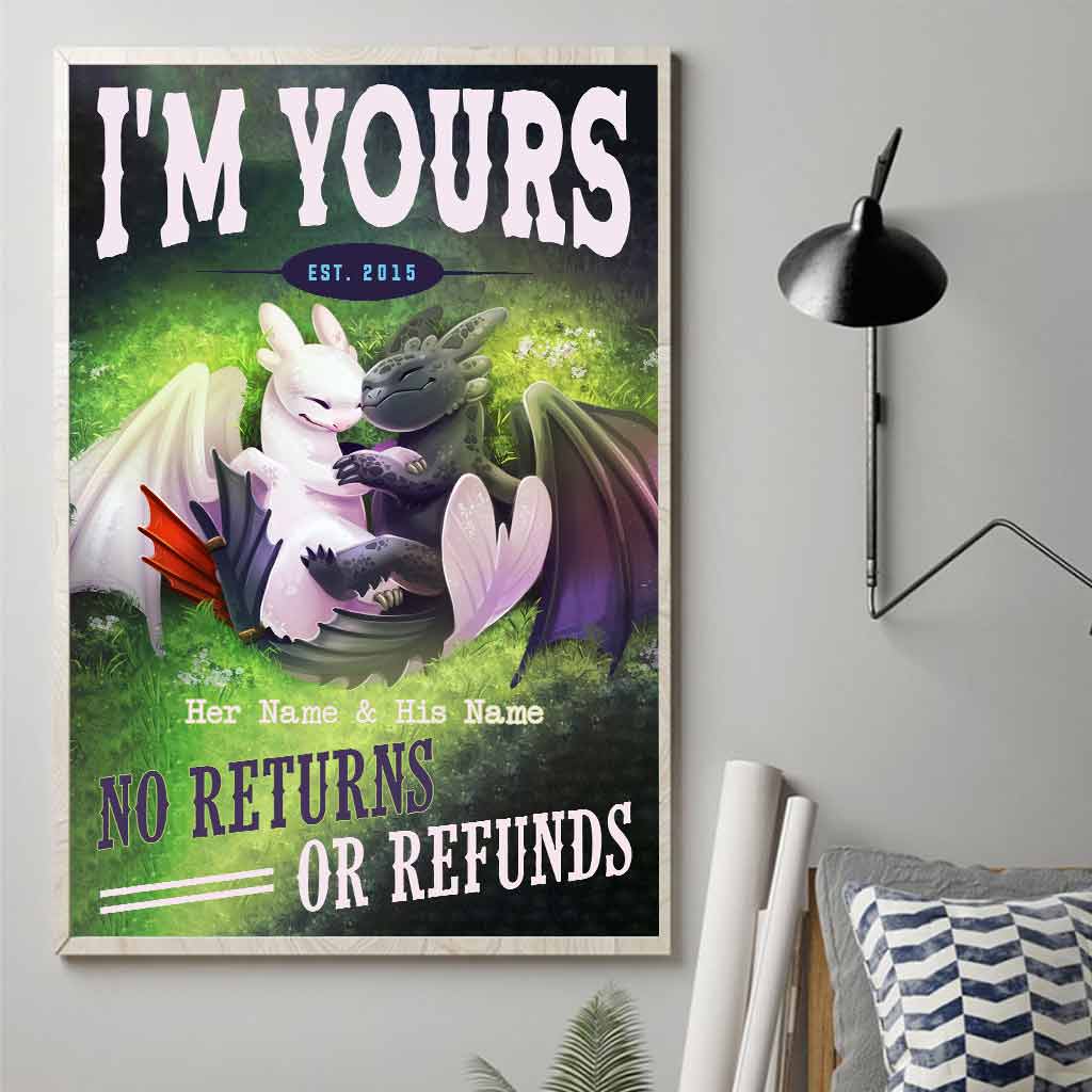 Personalized Dragon Poster Custom Names Unique Gift Canvas and Poster GradoCreations