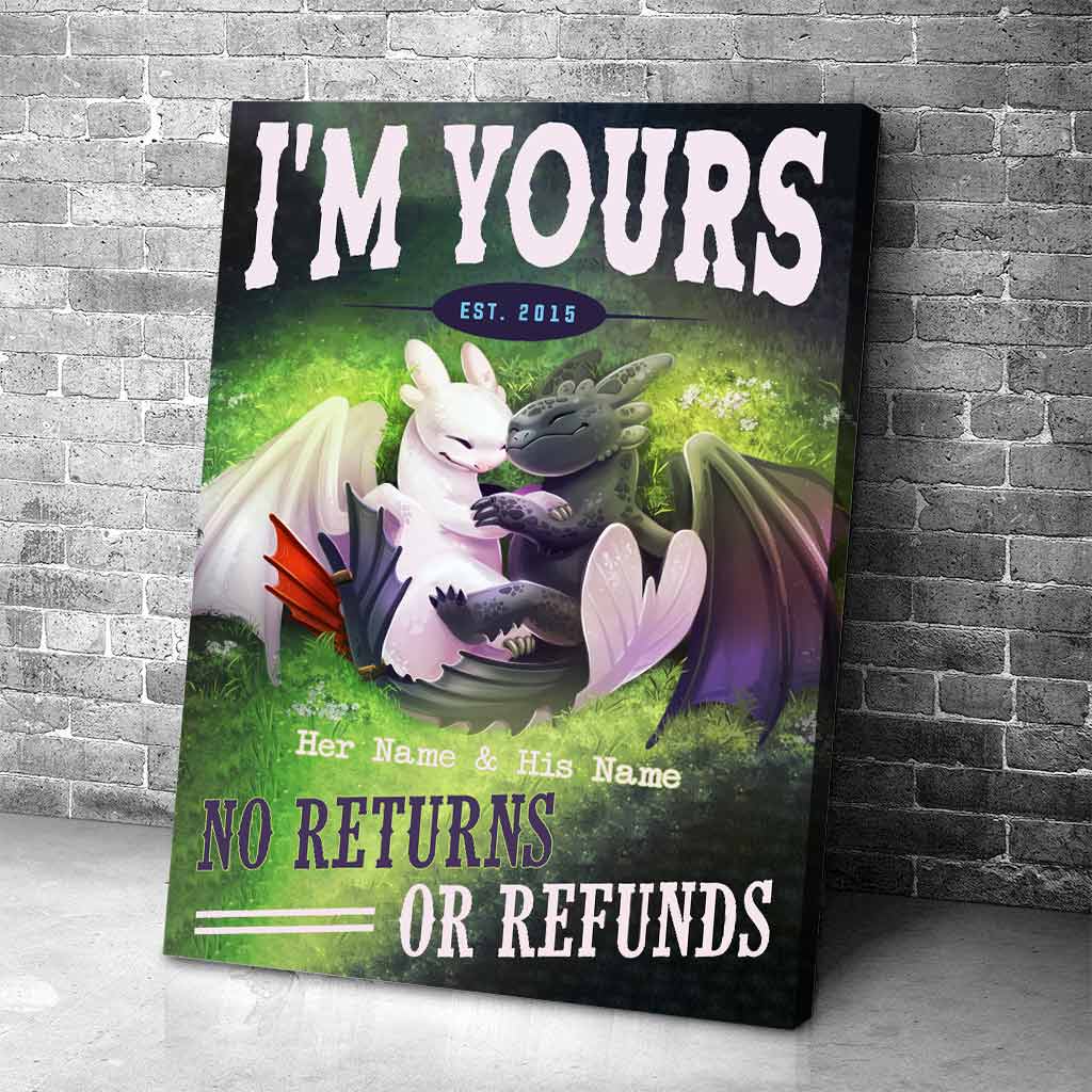 Personalized Dragon Poster Custom Names Unique Gift Canvas and Poster GradoCreations