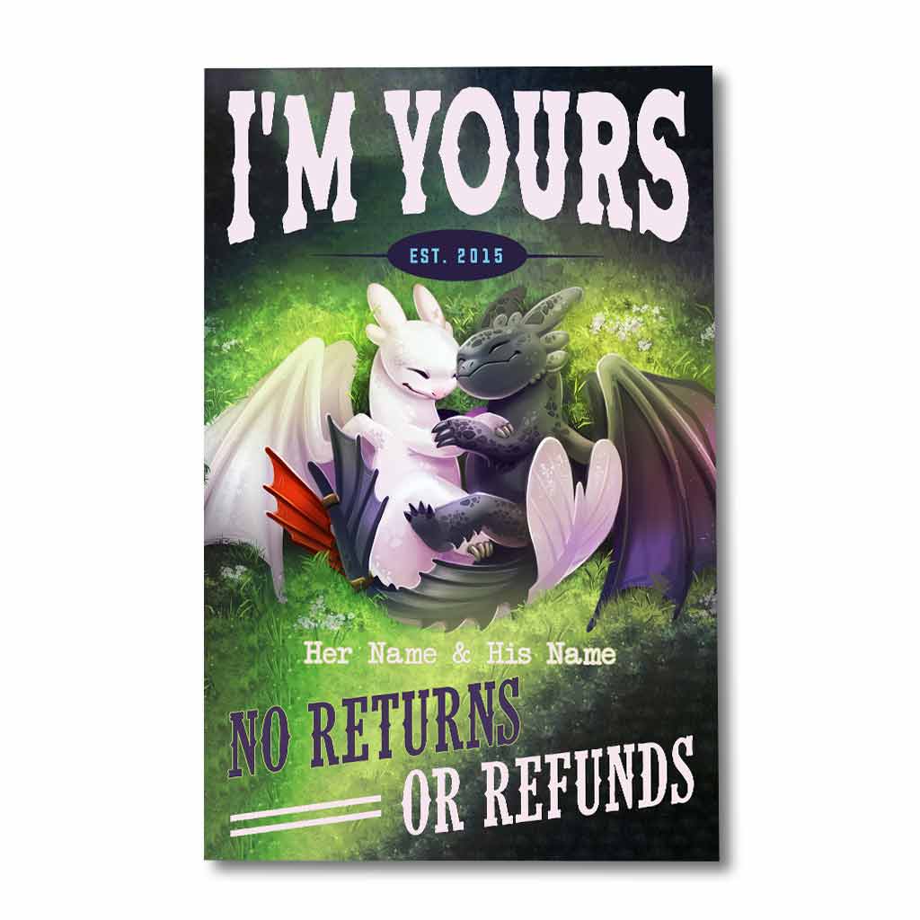 Personalized Dragon Poster Custom Names Unique Gift Canvas and Poster GradoCreations