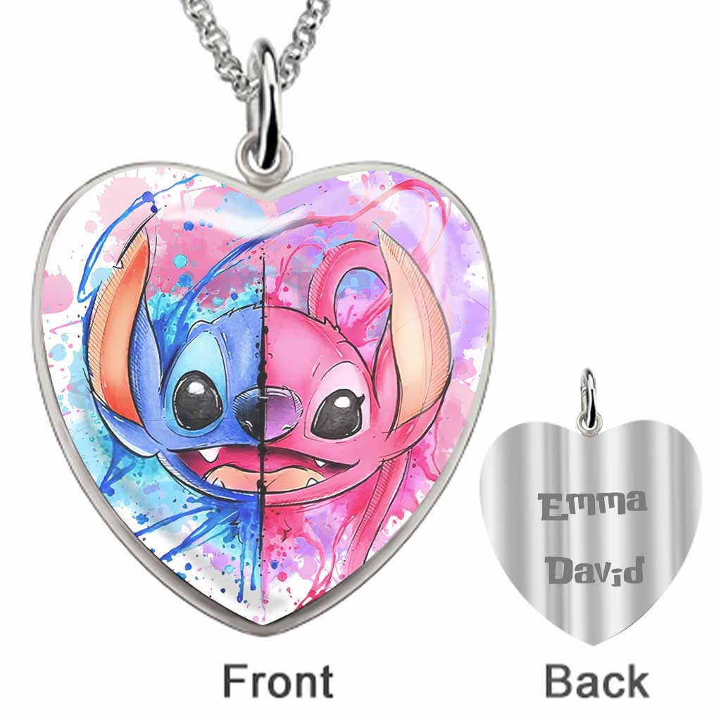 Personalized Heart Pendant Necklace Custom Couple Gift for Disney Fans Heart Pendant Necklace GradoCreations