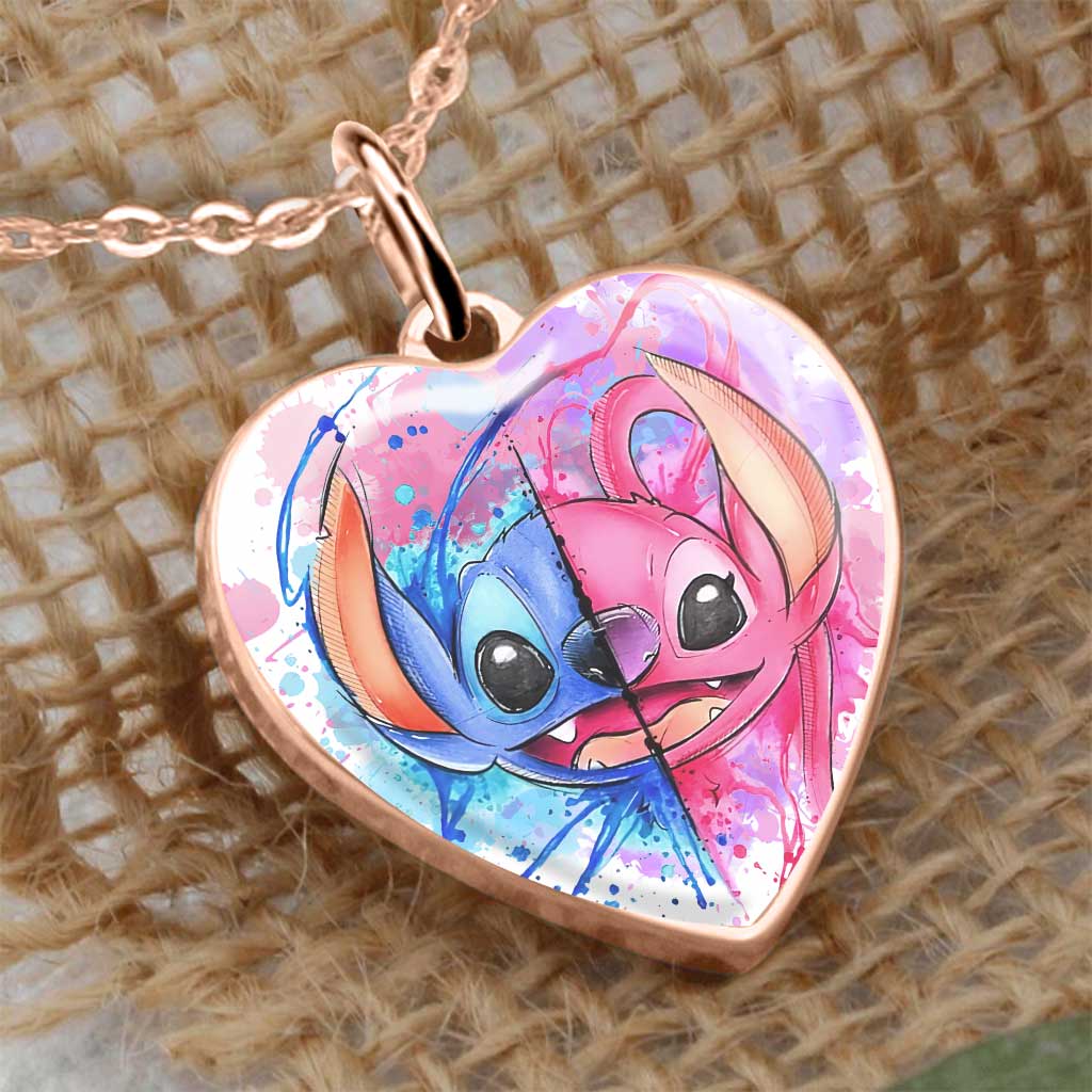 Personalized Heart Pendant Necklace Custom Couple Gift for Disney Fans Heart Pendant Necklace GradoCreations