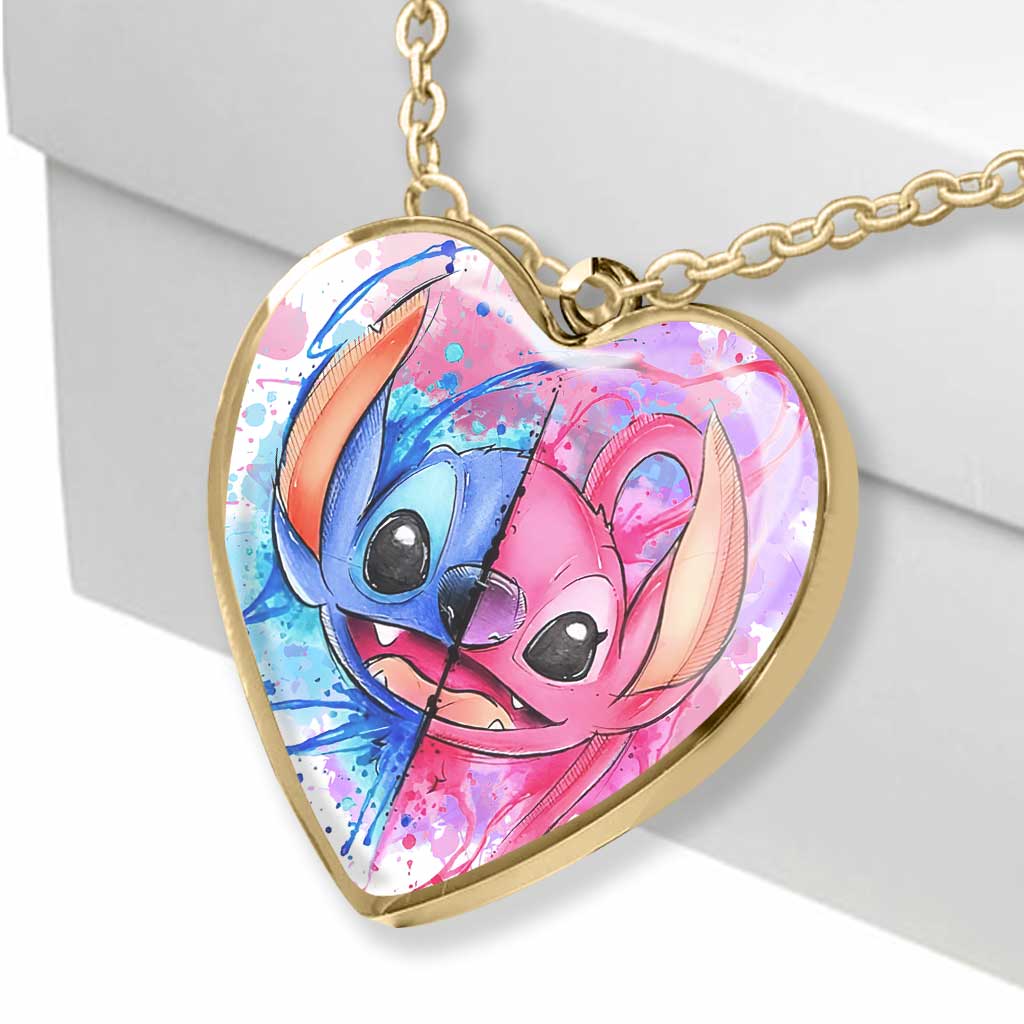 Personalized Heart Pendant Necklace Custom Couple Gift for Disney Fans Heart Pendant Necklace GradoCreations