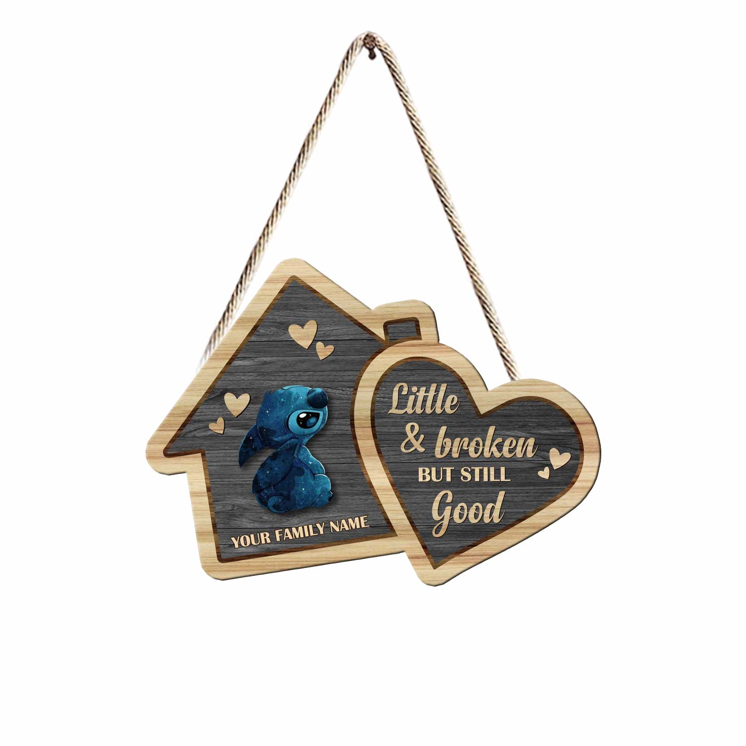 Personalized Family Wood Sign Little & Broken Home Decor Gift Wood Sign GradoCreations