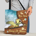 Personalized Turtle Tote Bag Custom Name Salty Lil' Beach Gift Tote Bag GradoCreations