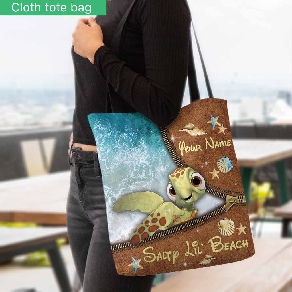 Personalized Turtle Tote Bag Custom Name Salty Lil' Beach Gift Tote Bag GradoCreations