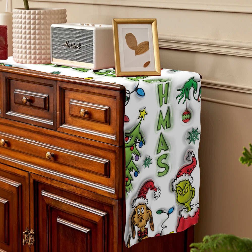 Personalized Merry Grinchmas Table Runner Holiday Decor Gift Table Runner GradoCreations