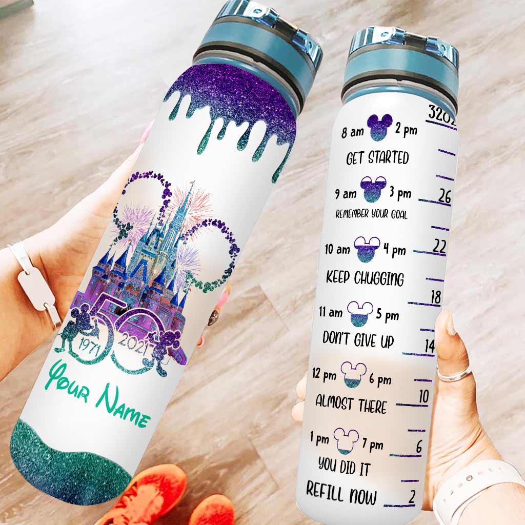 Personalized Water Tracker Bottle Custom Name 50th Birthday Gift Water Tracker Bottle GradoCreations