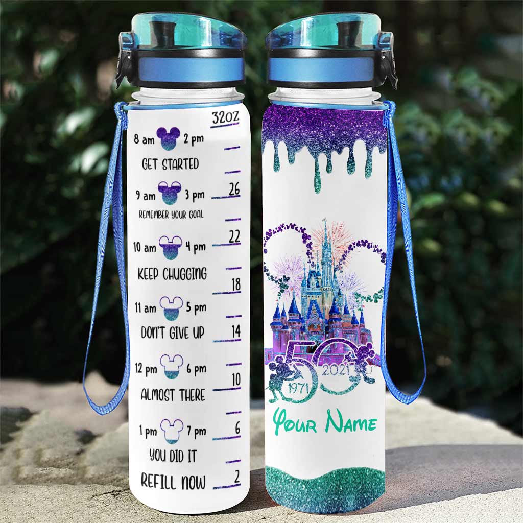 Personalized Water Tracker Bottle Custom Name 50th Birthday Gift Water Tracker Bottle GradoCreations