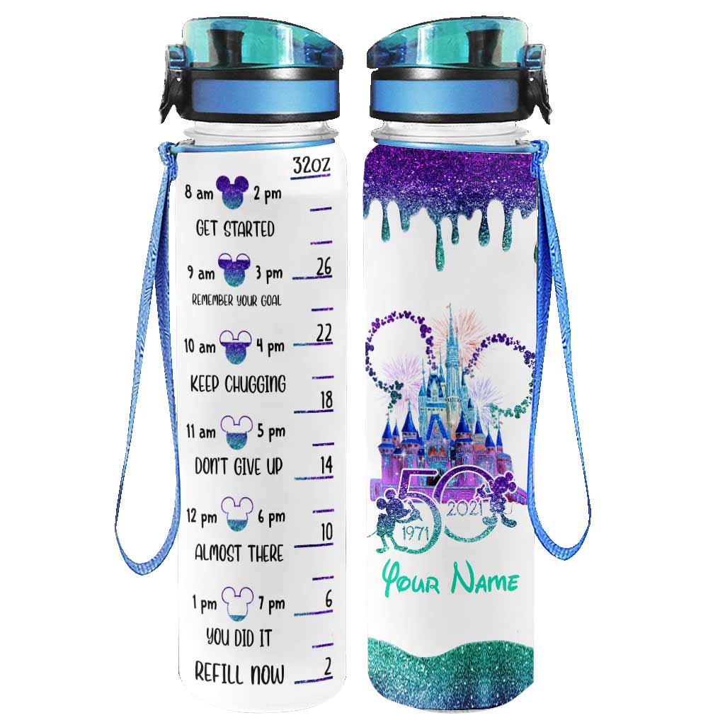 Personalized Water Tracker Bottle Custom Name 50th Birthday Gift Water Tracker Bottle GradoCreations