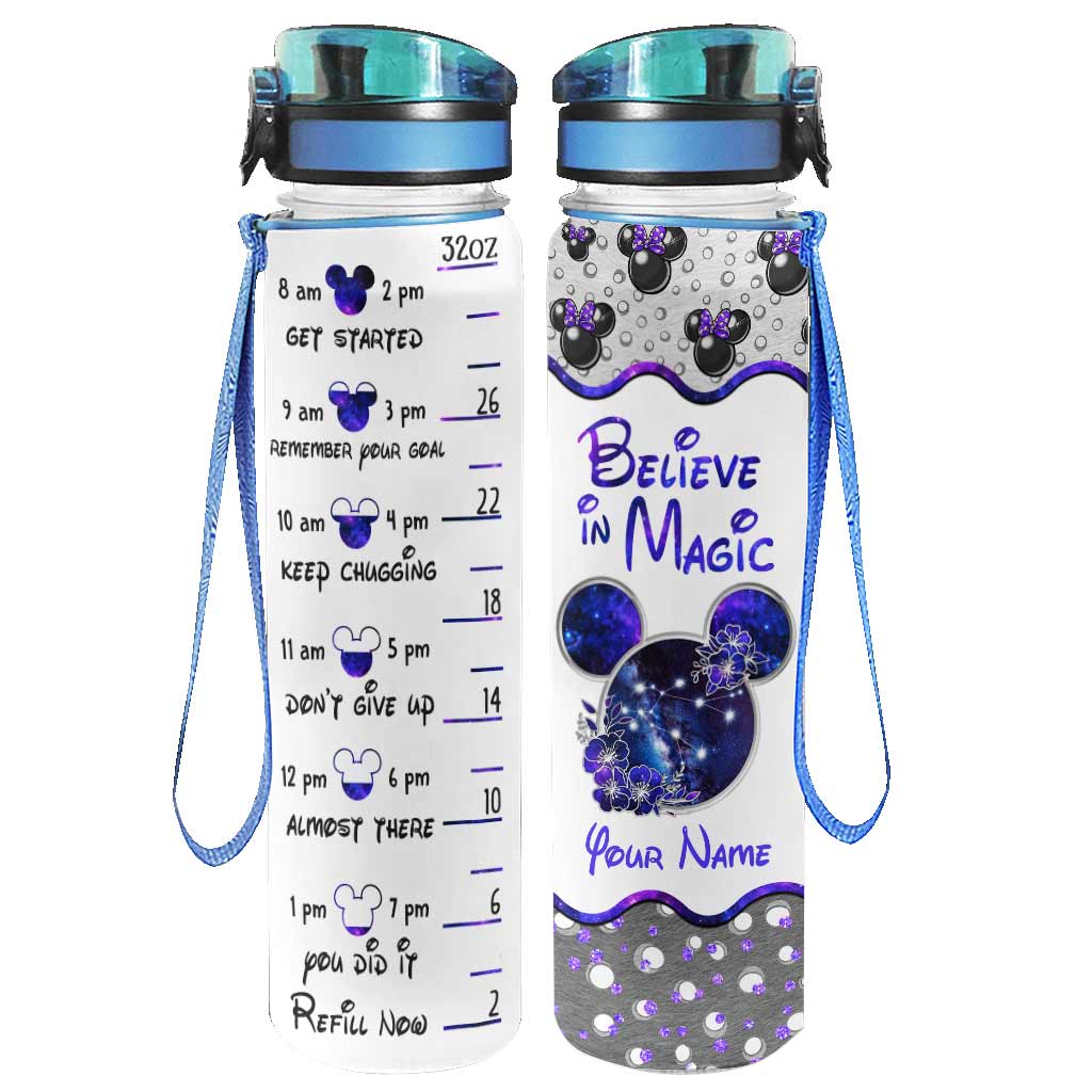 Personalized Water Tracker Bottle for Kids - Believe in Magic Theme Water Tracker Bottle GradoCreations
