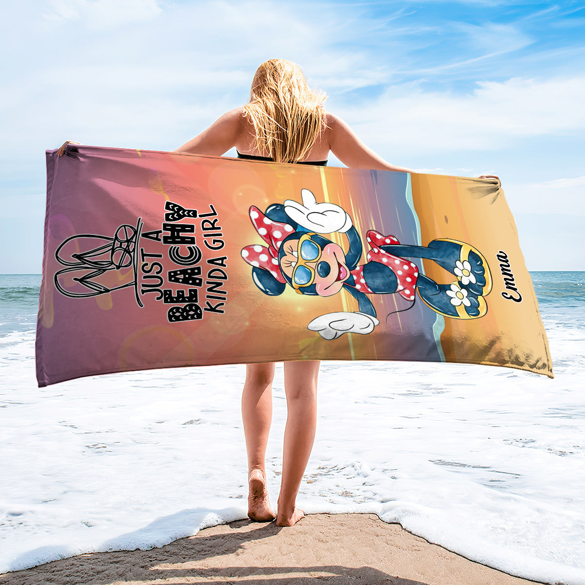 Personalized Beach Towel Just A Beachy Kinda Girl Gift for Her Beach Towel GradoCreations
