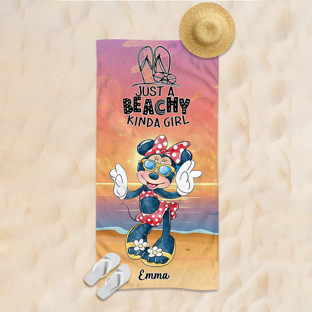 Personalized Beach Towel Just A Beachy Kinda Girl Gift for Her Beach Towel GradoCreations