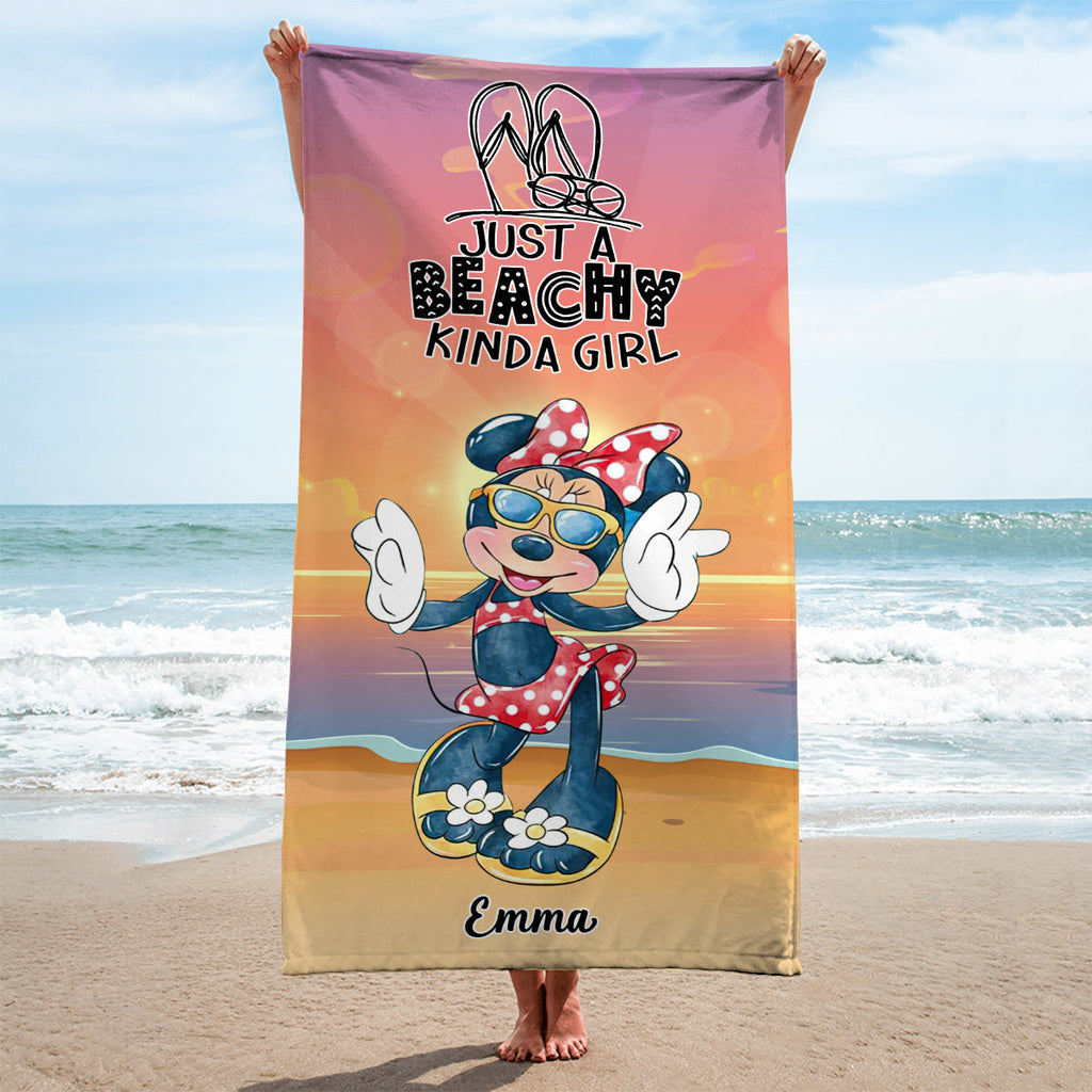 Personalized Beach Towel Just A Beachy Kinda Girl Gift for Her Beach Towel GradoCreations