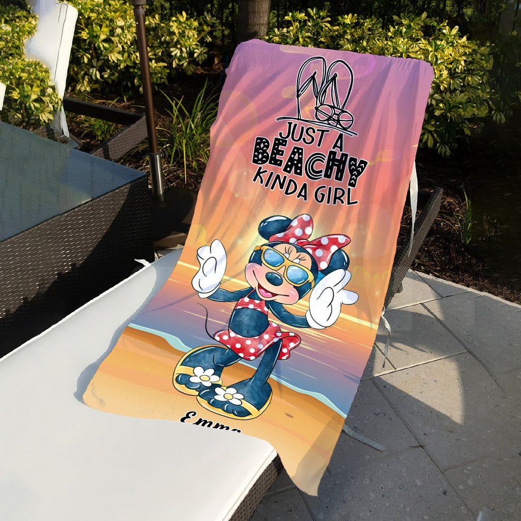 Personalized Beach Towel Just A Beachy Kinda Girl Gift for Her Beach Towel GradoCreations