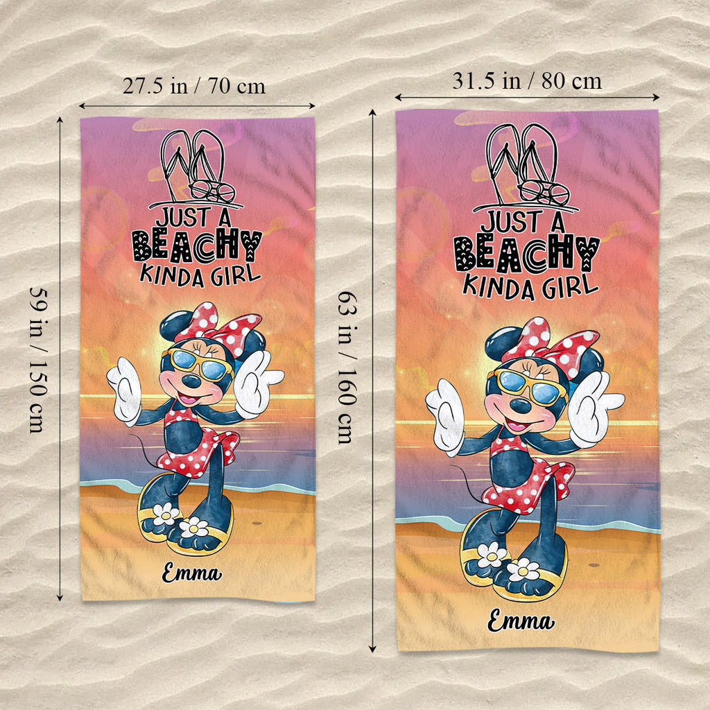 Personalized Beach Towel Just A Beachy Kinda Girl Gift for Her Beach Towel GradoCreations