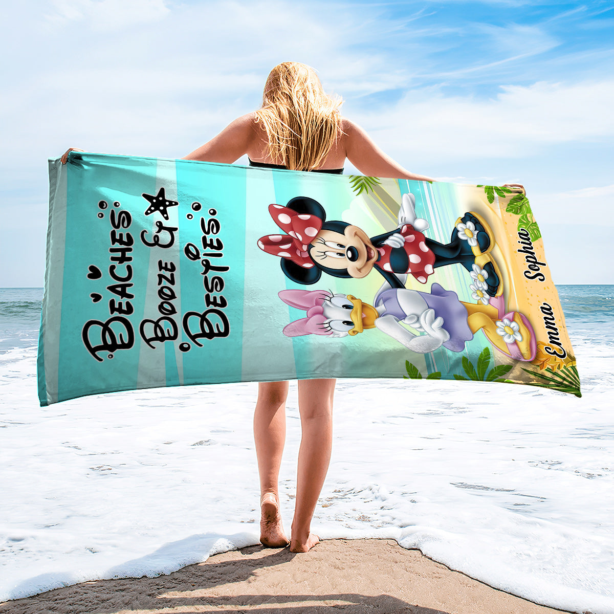 Personalized Mouse Beach Towel Custom Name Gift for Besties Beach Towel GradoCreations