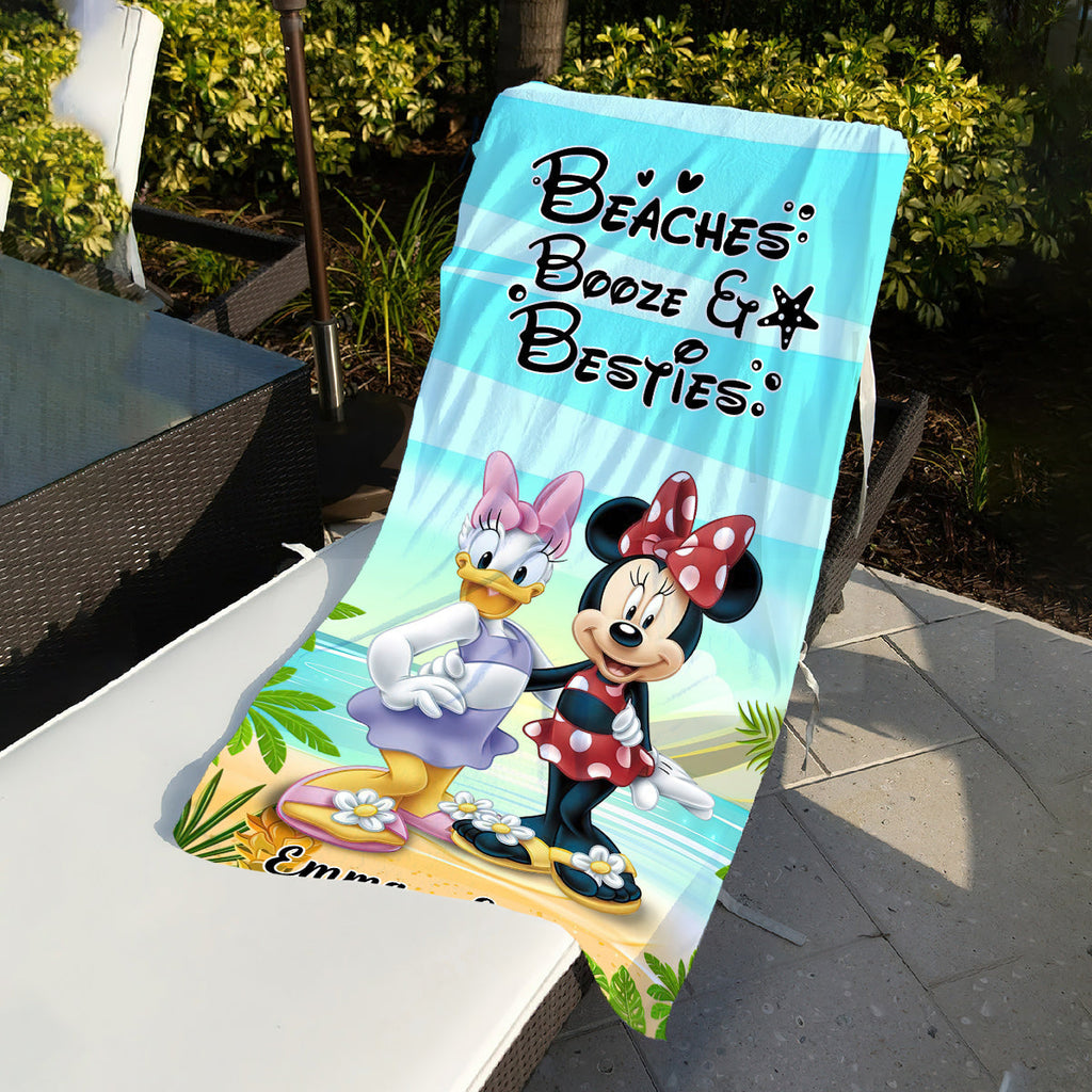 Personalized Mouse Beach Towel Custom Name Gift for Besties Beach Towel GradoCreations