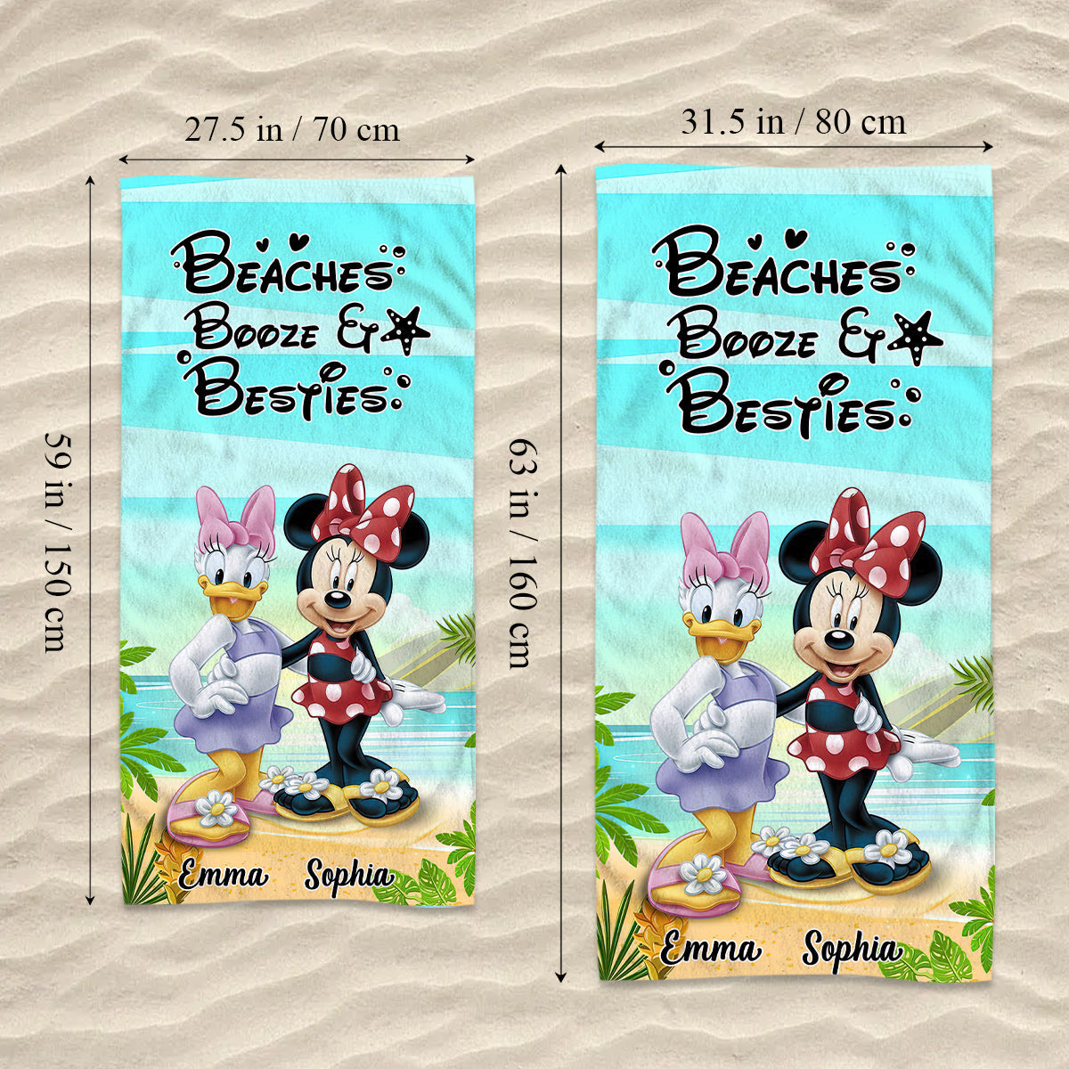 Personalized Mouse Beach Towel Custom Name Gift for Besties Beach Towel GradoCreations