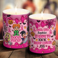 Personalized Breast Cancer Awareness Candle with Wooden Lid | Custom Name Gift Candle With Wooden Lid GradoCreations