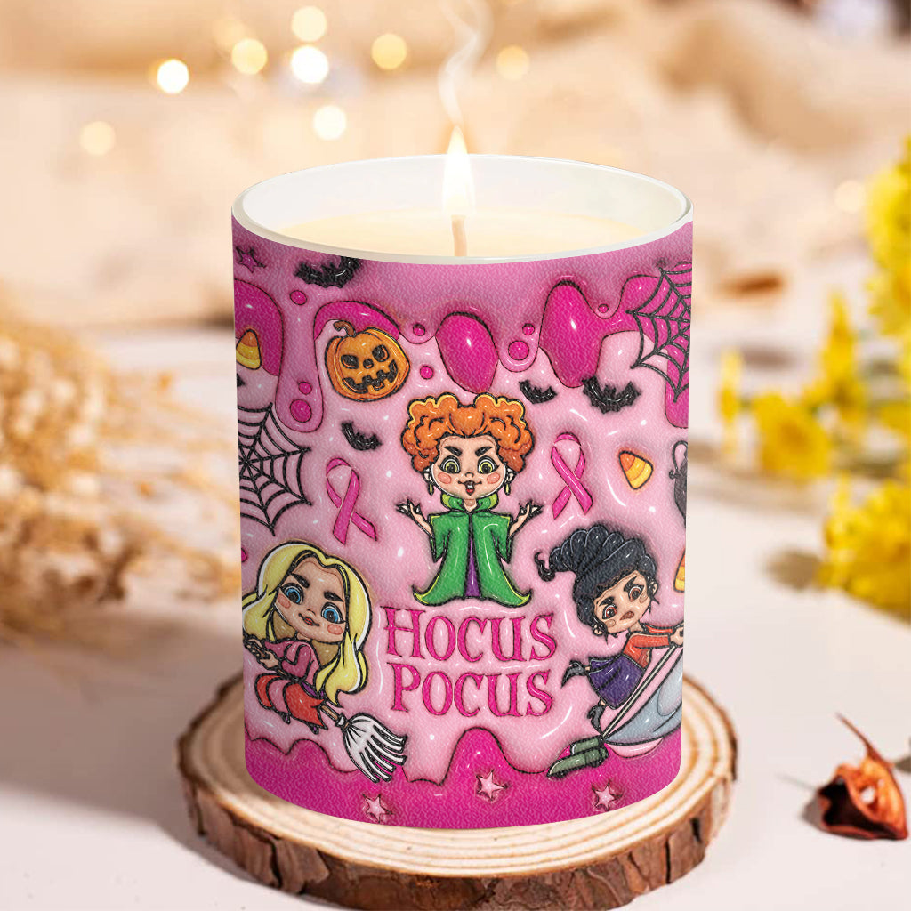 Personalized Breast Cancer Awareness Candle with Wooden Lid | Custom Name Gift Candle With Wooden Lid GradoCreations