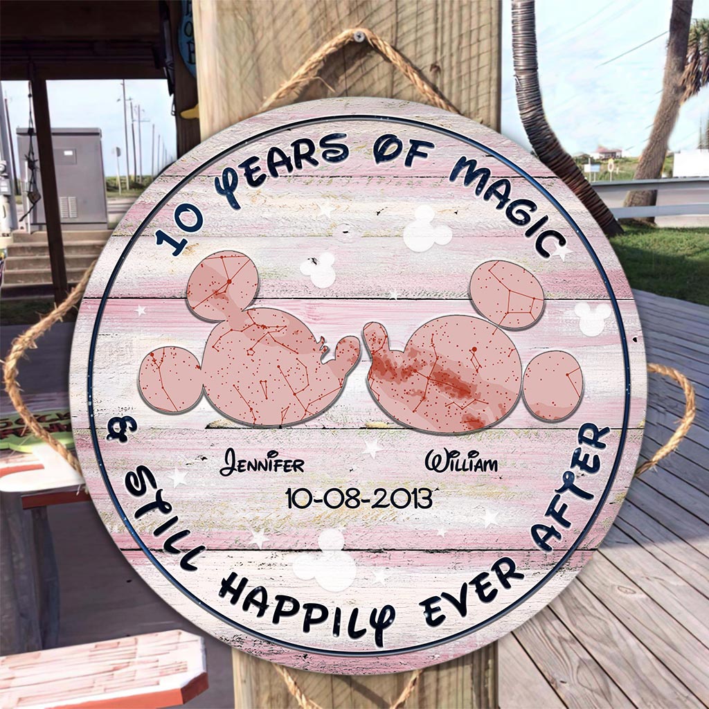 Personalized Round Wood Sign Years of Magic Custom Names Gift for Wedding Anniversary Round Wood Sign GradoCreations