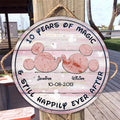 Personalized Round Wood Sign Years of Magic Custom Names Gift for Wedding Anniversary Round Wood Sign GradoCreations