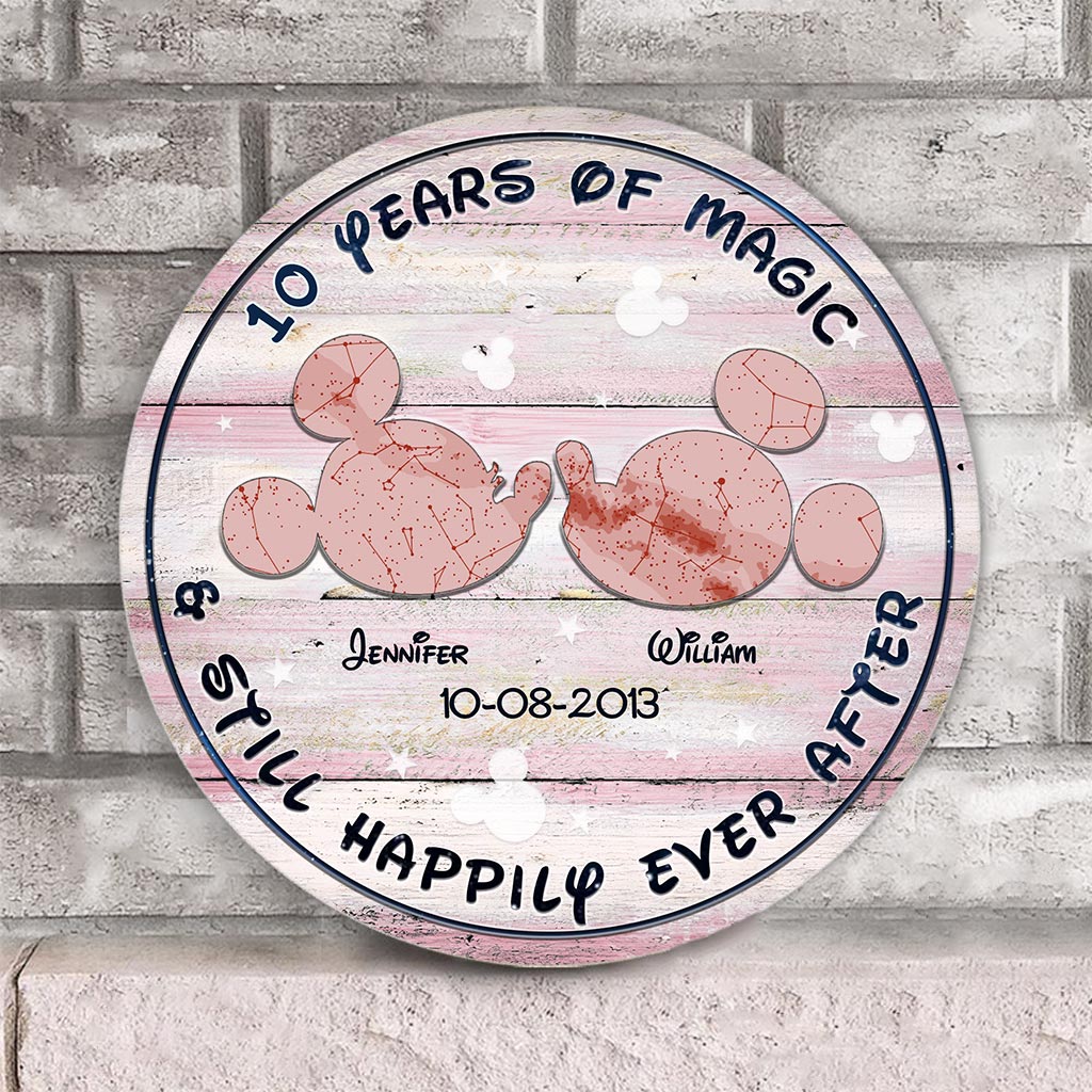 Personalized Round Wood Sign Years of Magic Custom Names Gift for Wedding Anniversary Round Wood Sign GradoCreations