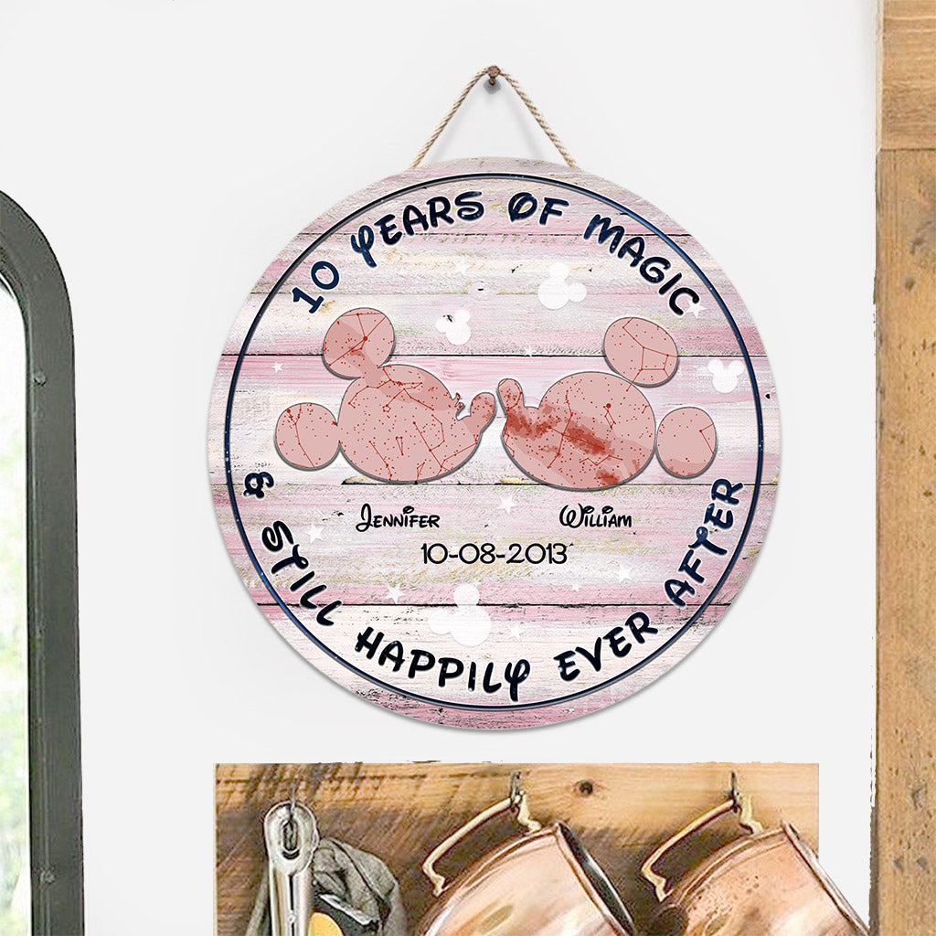 Personalized Round Wood Sign Years of Magic Custom Names Gift for Wedding Anniversary Round Wood Sign GradoCreations
