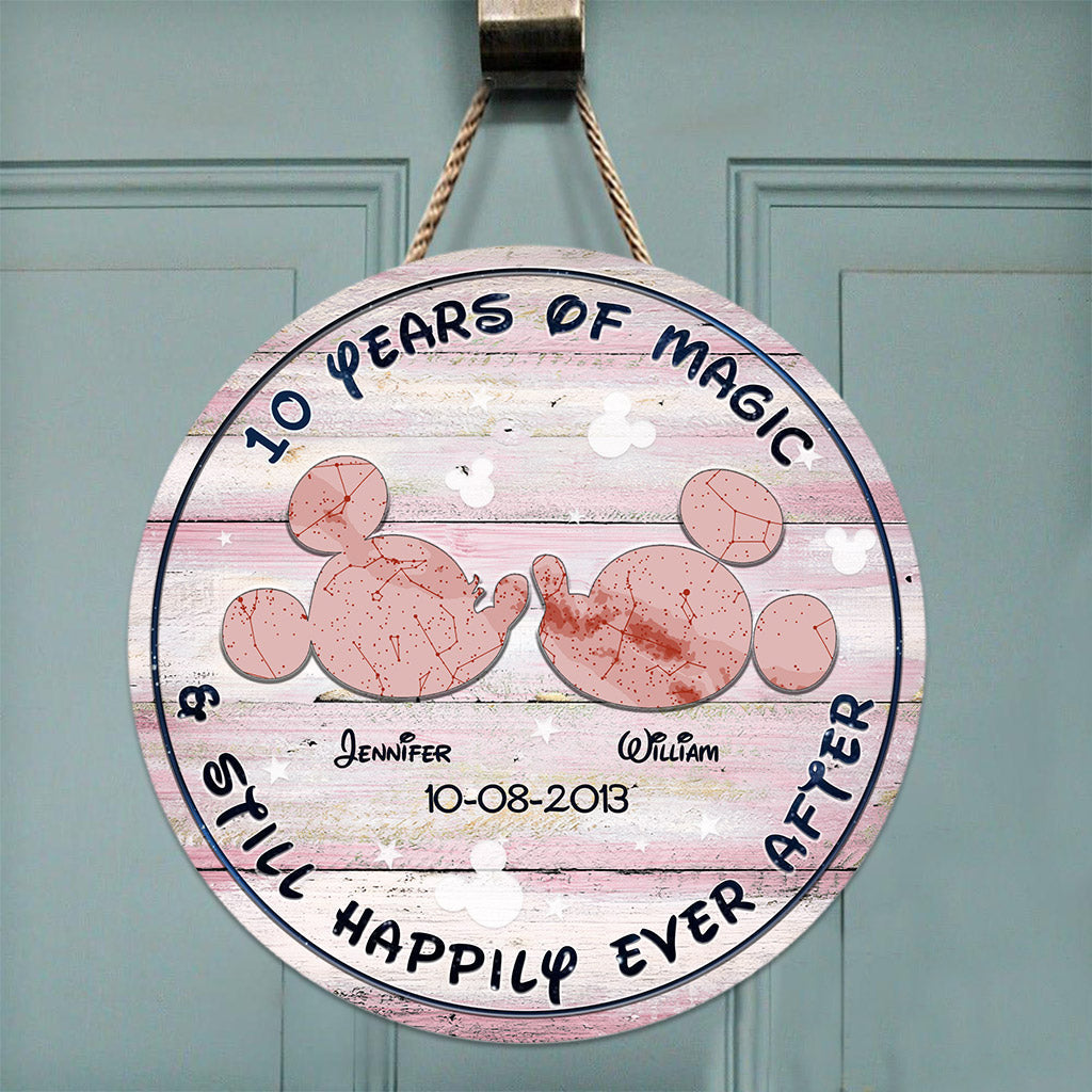 Personalized Round Wood Sign Years of Magic Custom Names Gift for Wedding Anniversary Round Wood Sign GradoCreations