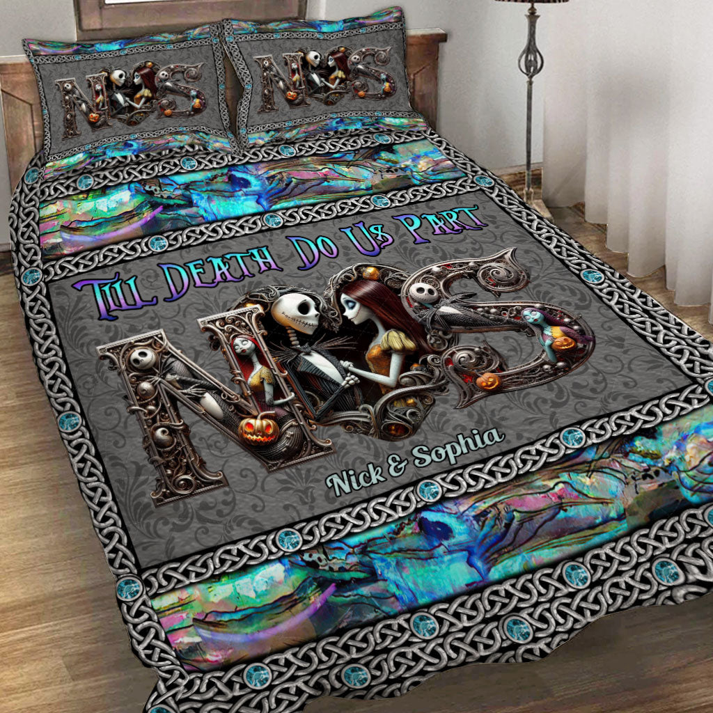 Personalized Till Death Do Us Part Quilt Set for Couples Halloween Wedding Gift Quilt Set GradoCreations