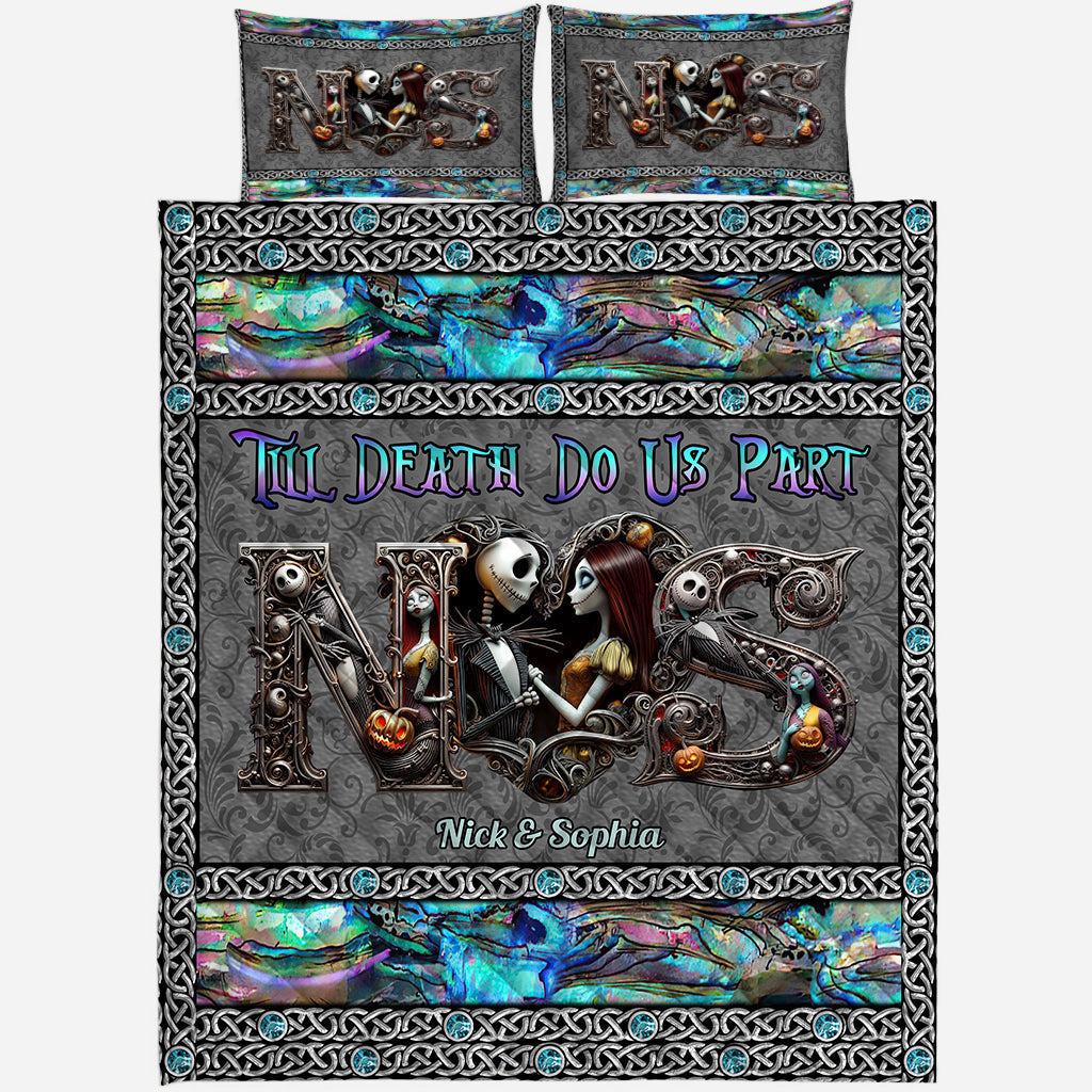 Personalized Till Death Do Us Part Quilt Set for Couples Halloween Wedding Gift Quilt Set GradoCreations