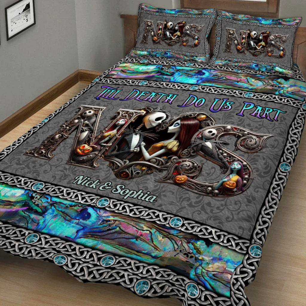 Personalized Till Death Do Us Part Quilt Set for Couples Halloween Wedding Gift Quilt Set GradoCreations