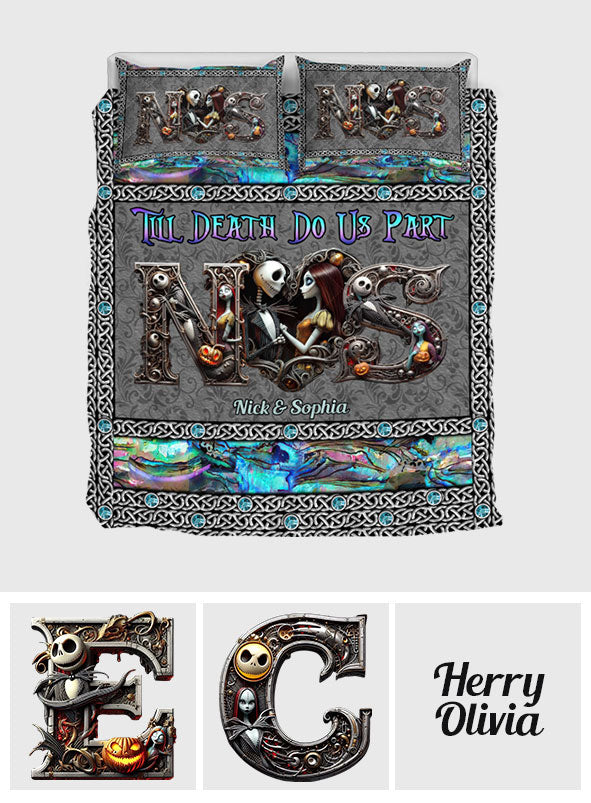Personalized Till Death Do Us Part Quilt Set for Couples Halloween Wedding Gift Quilt Set GradoCreations