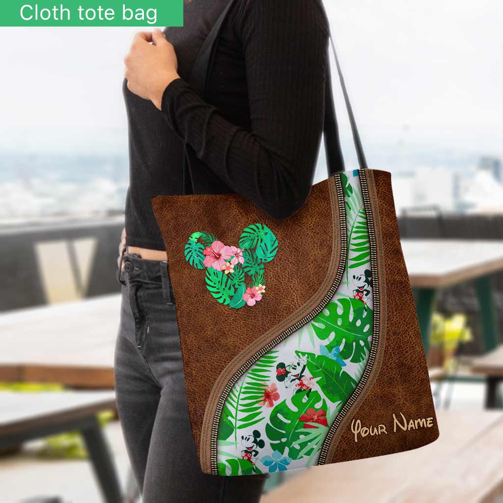 Personalized Tropical Mouse Ears Tote Bag Custom Name Gift Tote Bag GradoCreations