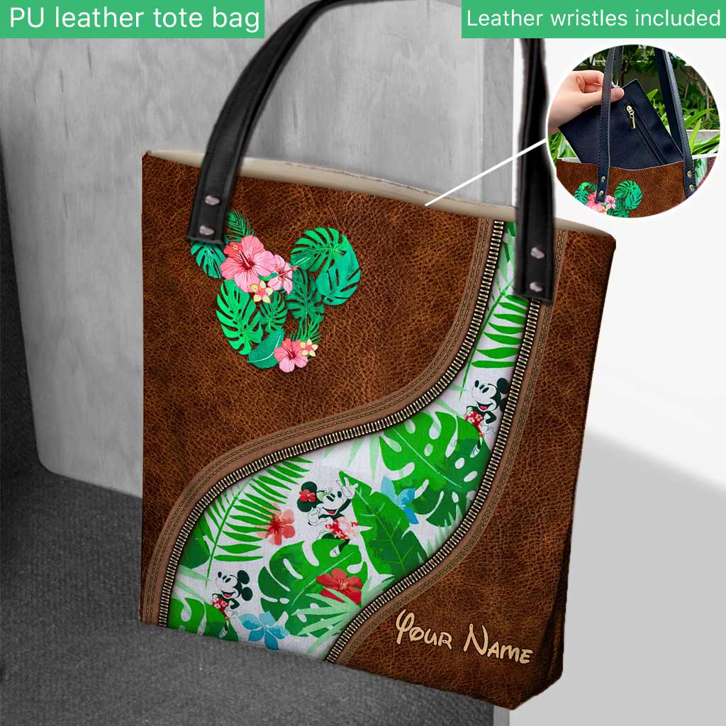 Personalized Tropical Mouse Ears Tote Bag Custom Name Gift Tote Bag GradoCreations