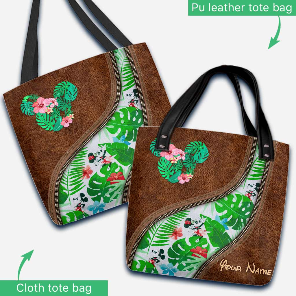 Personalized Tropical Mouse Ears Tote Bag Custom Name Gift Tote Bag GradoCreations