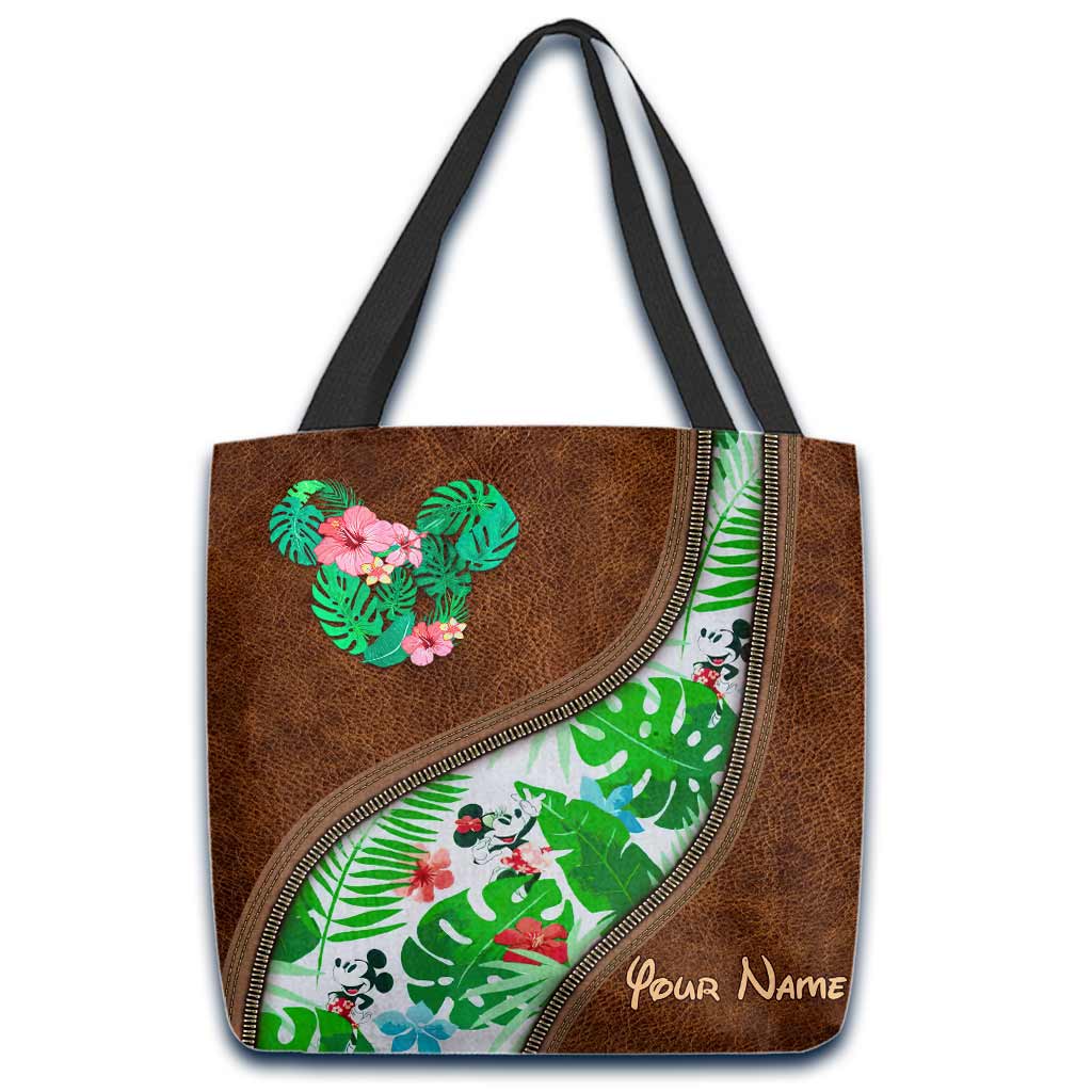 Personalized Tropical Mouse Ears Tote Bag Custom Name Gift Tote Bag GradoCreations