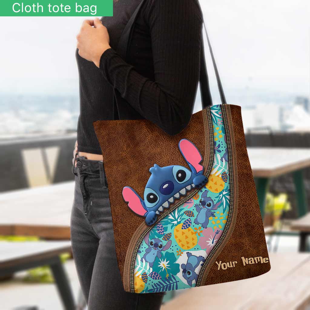 Personalized Ohana Tote Bag Custom Name Tropical Design Tote Bag GradoCreations