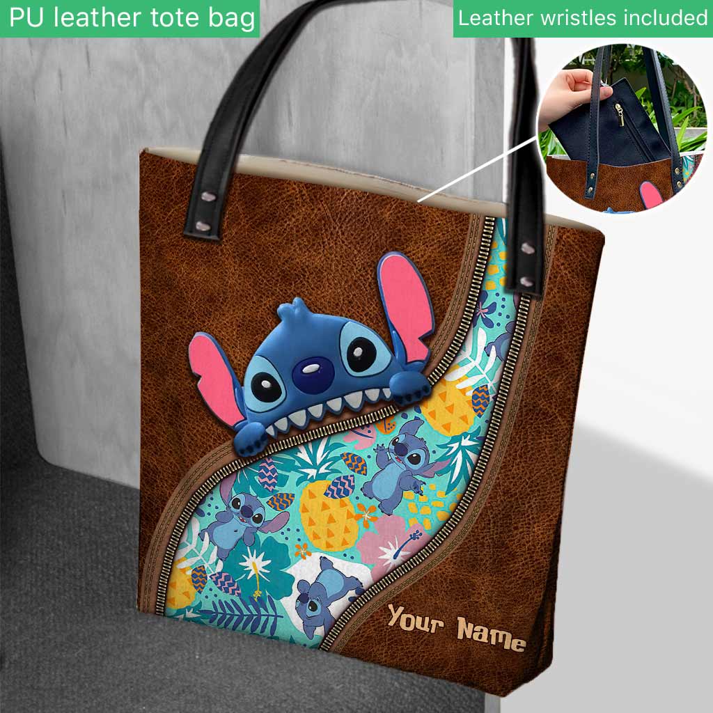 Personalized Ohana Tote Bag Custom Name Tropical Design Tote Bag GradoCreations