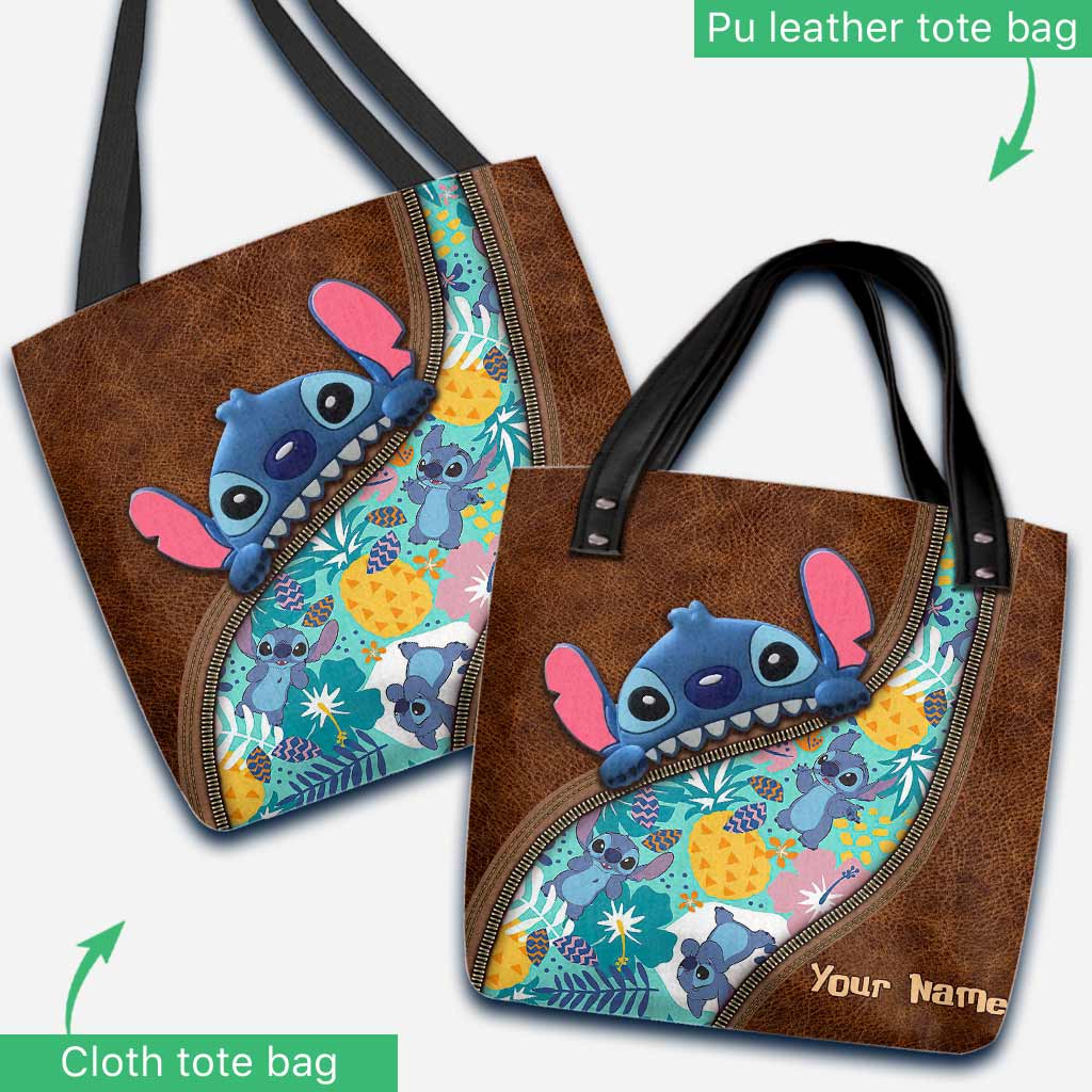 Personalized Ohana Tote Bag Custom Name Tropical Design Tote Bag GradoCreations