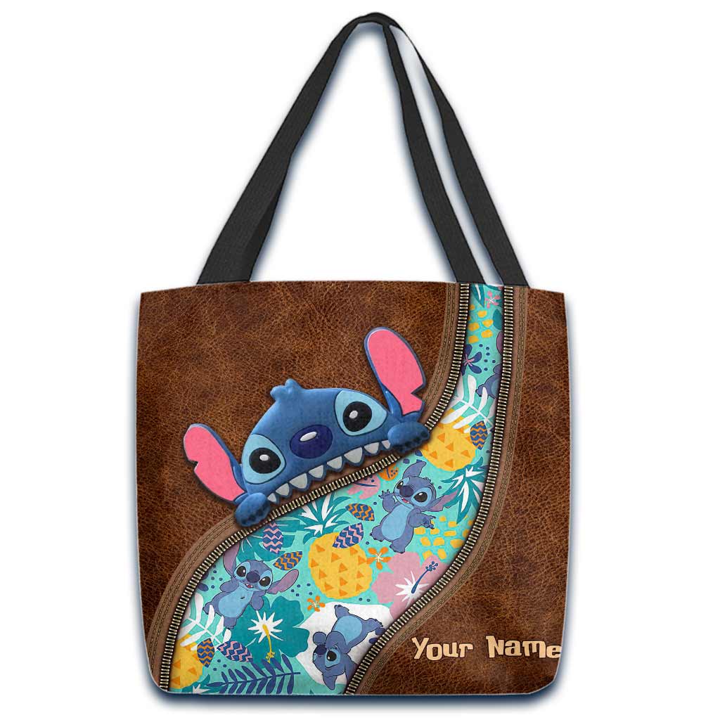 Personalized Ohana Tote Bag Custom Name Tropical Design Tote Bag GradoCreations