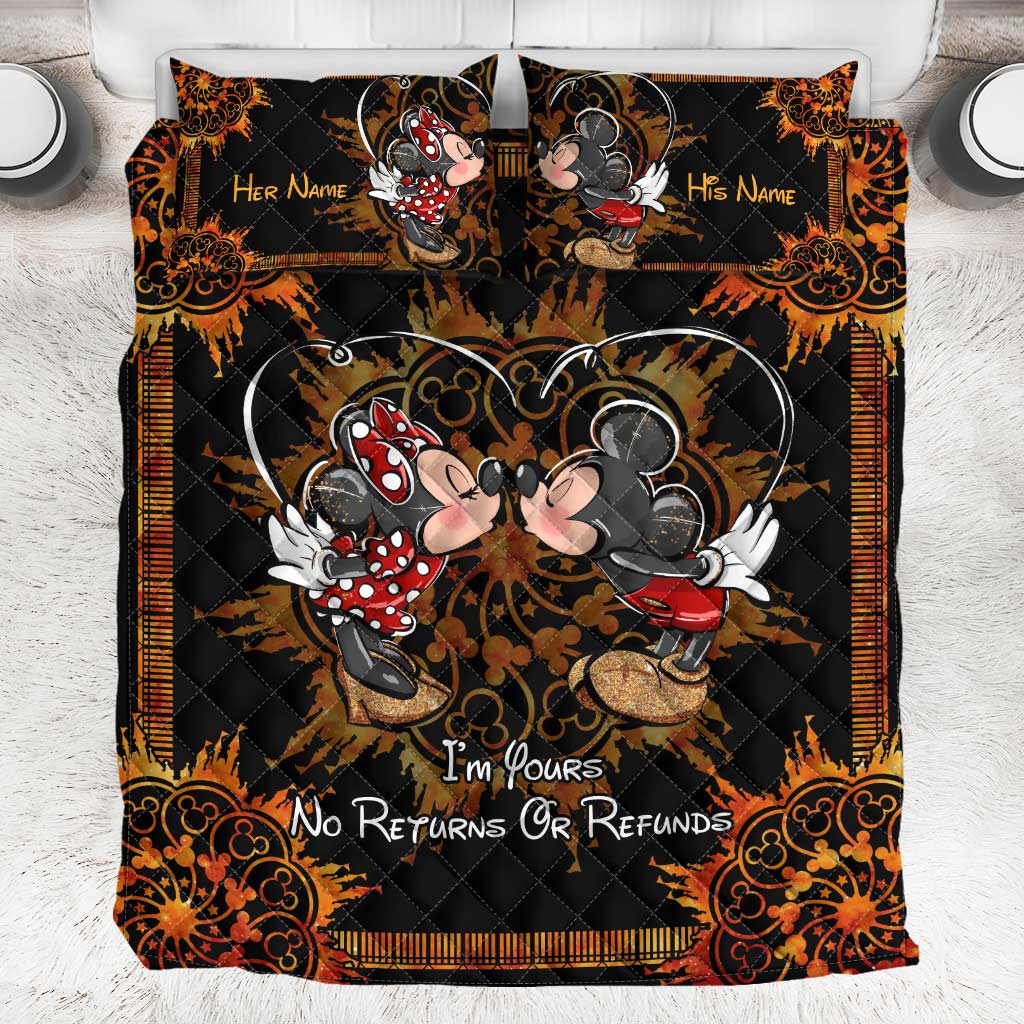 Personalized Mouse Quilt Set with Custom Names for Couples Quilt Set GradoCreations