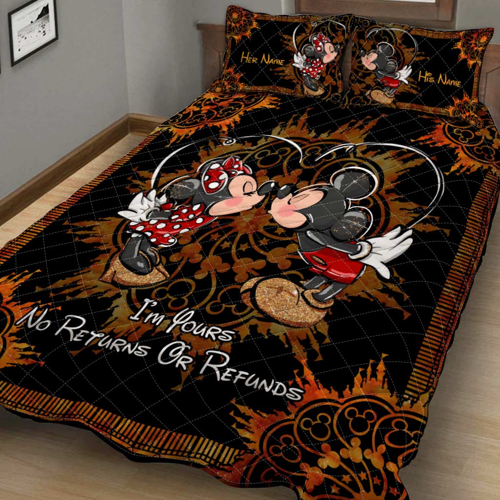 Personalized Mouse Quilt Set with Custom Names for Couples Quilt Set GradoCreations