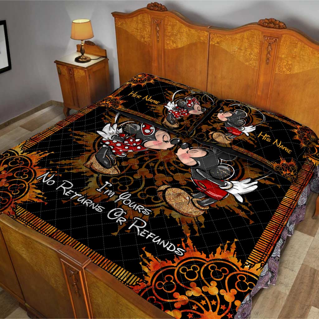 Personalized Mouse Quilt Set with Custom Names for Couples Quilt Set GradoCreations