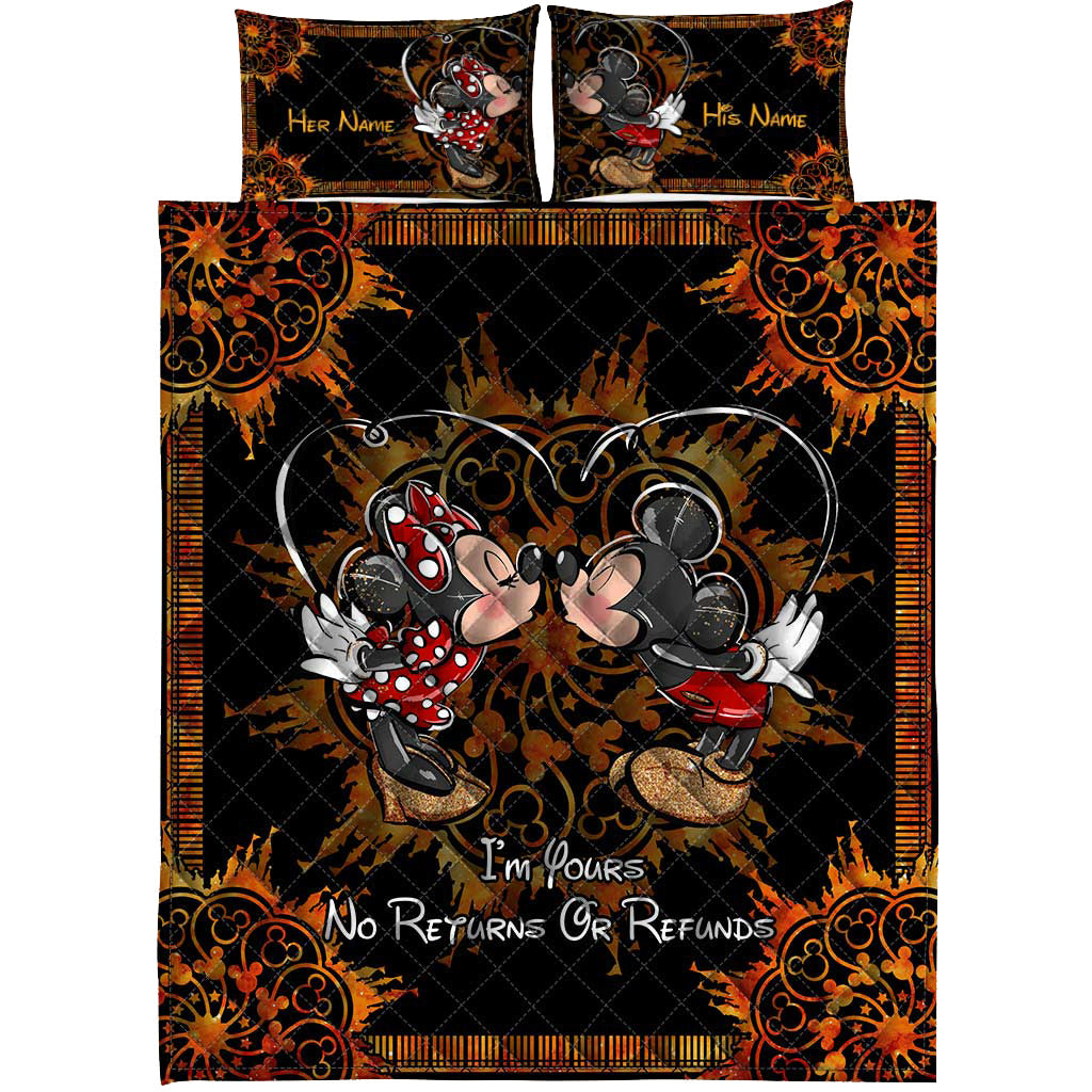Personalized Mouse Quilt Set with Custom Names for Couples Quilt Set GradoCreations