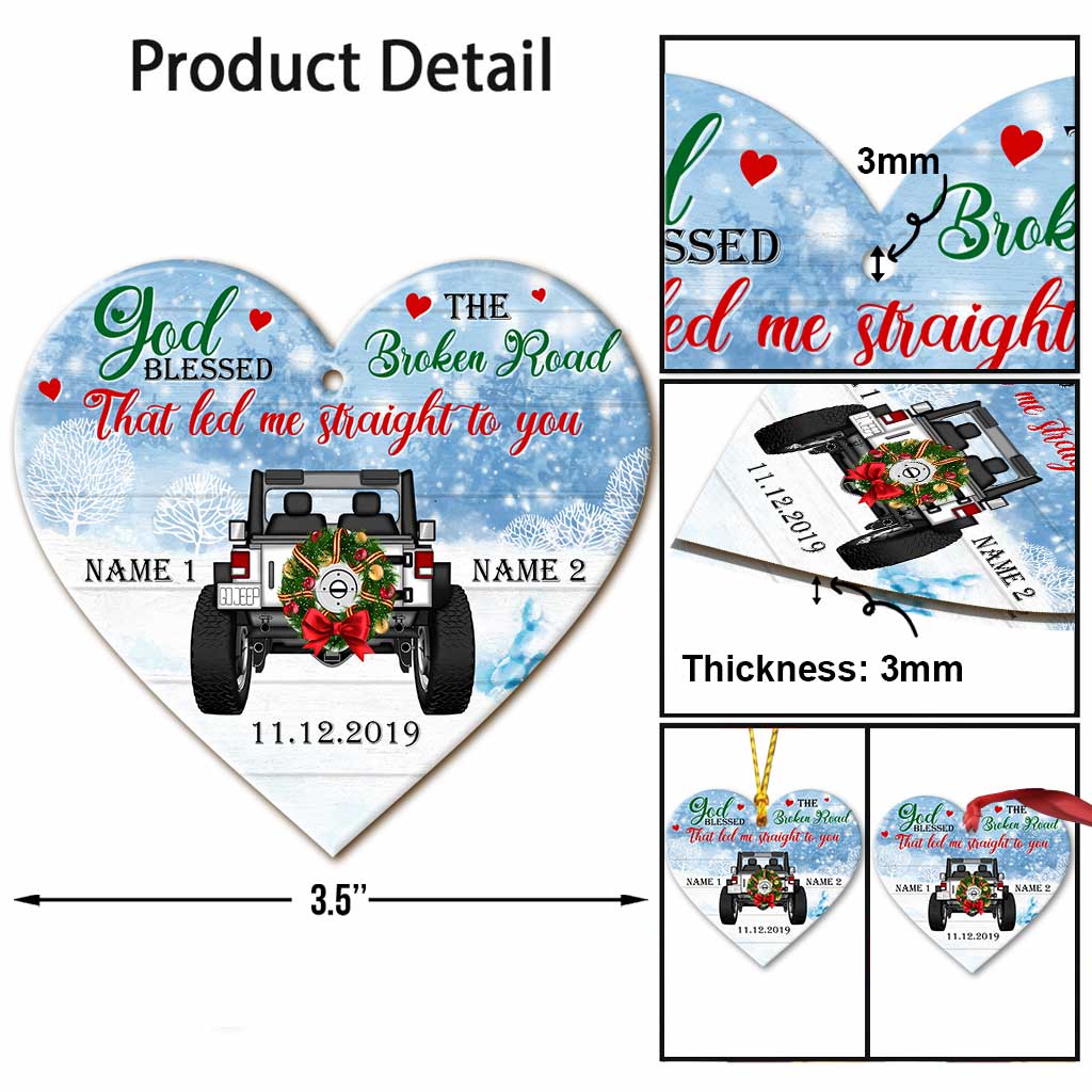 Personalized Heart-Shaped Christmas Ornament Custom Names Gift Ornament GradoCreations