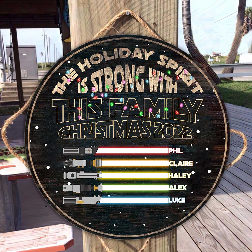 Personalized Christmas Family Round Wood Sign Custom Name Gift Round Wood Sign GradoCreations